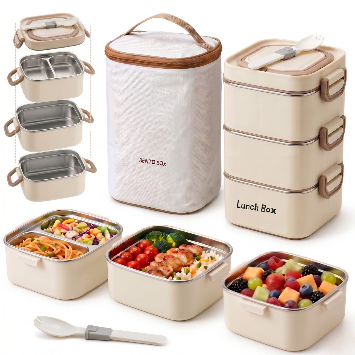 3-Layer Stainless Steel Lunch Box for Adults