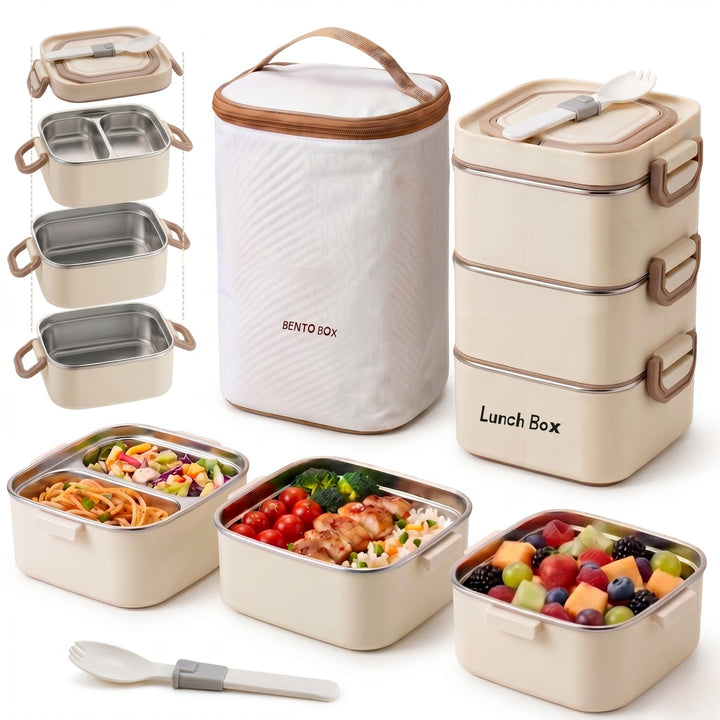 3-Layer Stainless Steel Lunch Box for Adults