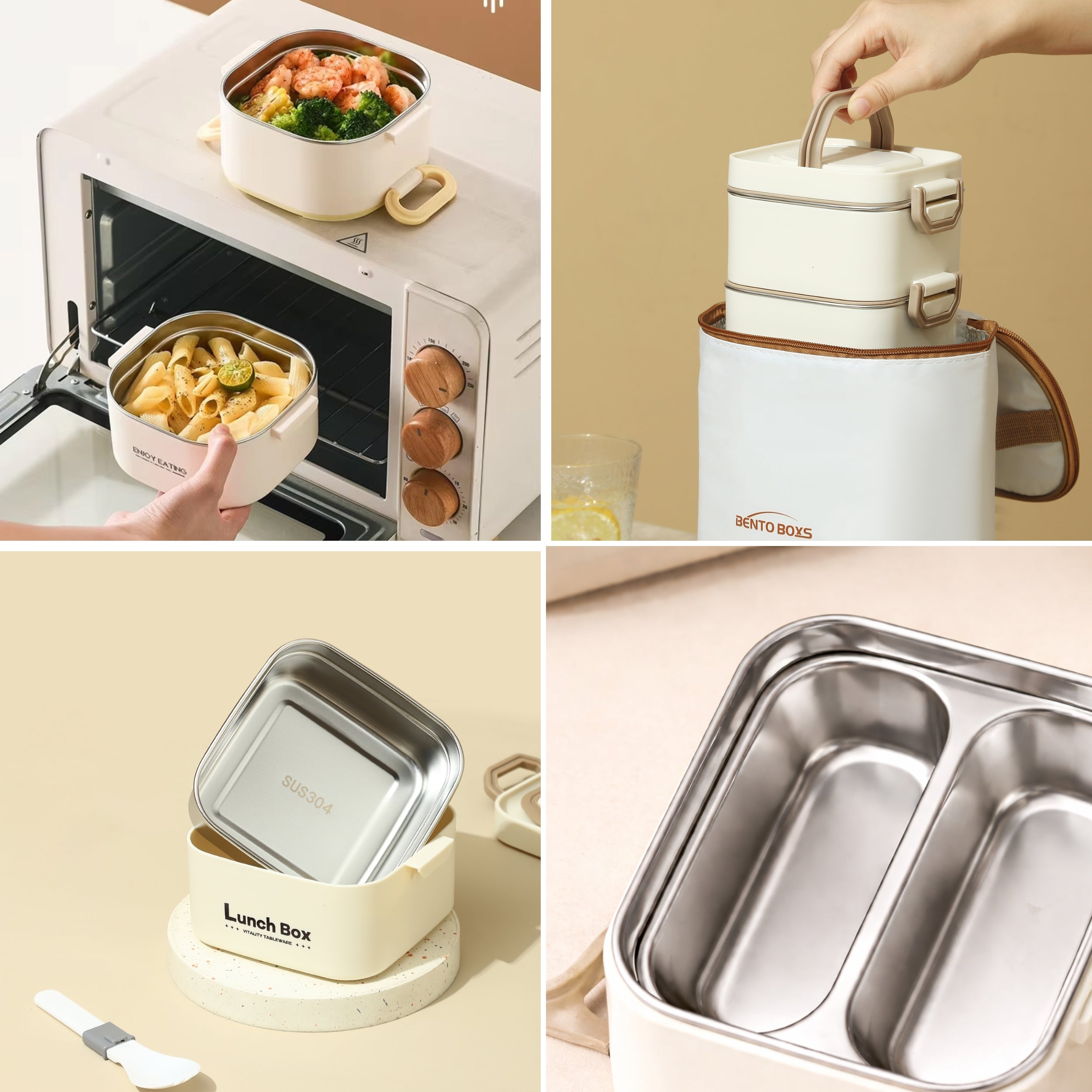 3-Layer Stainless Steel Lunch Box with Insulated Bag  for Office, Work, Picnic, Travel