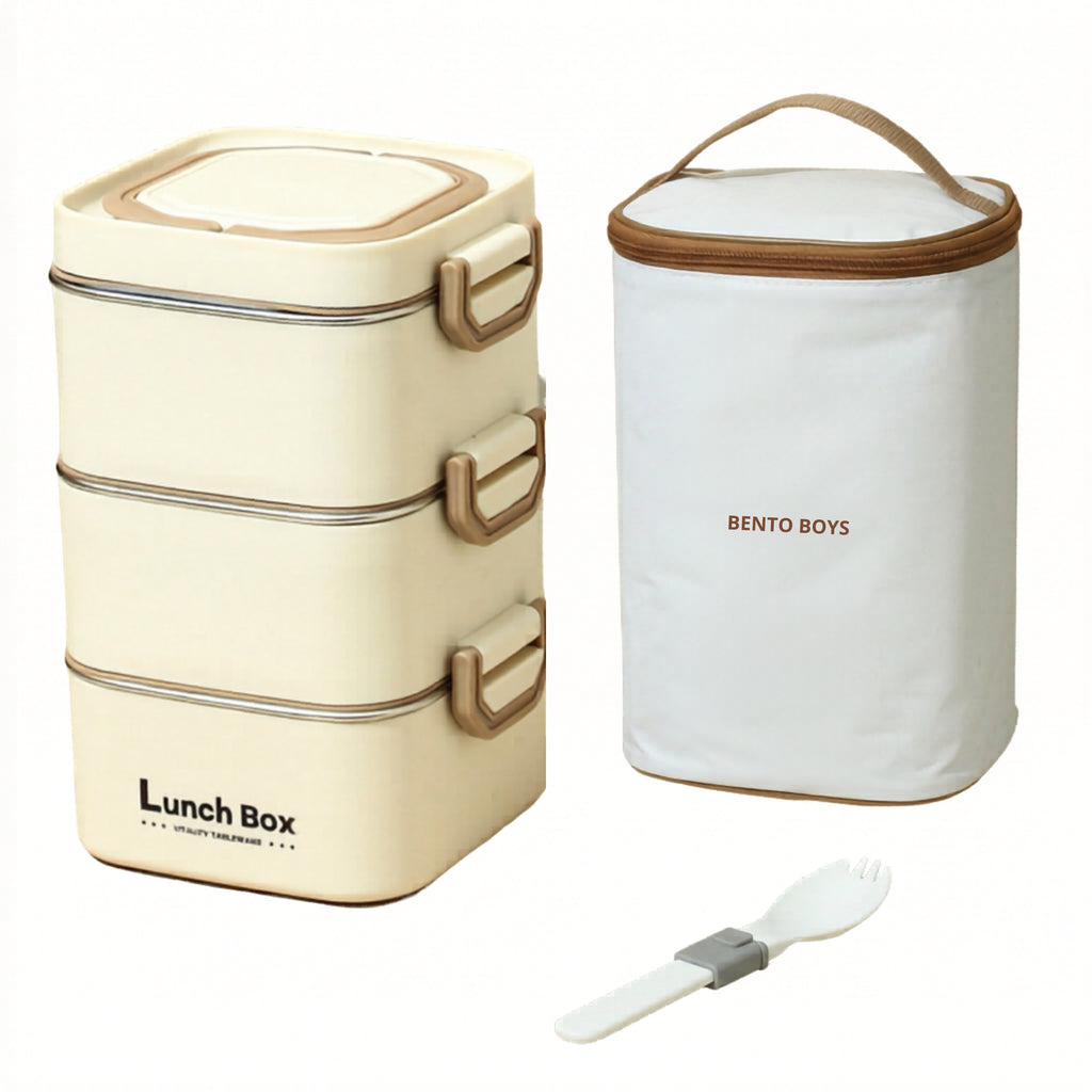 3-Layer Stainless Steel Lunch Box with Insulated Bag  for Office, Work, Picnic, Travel