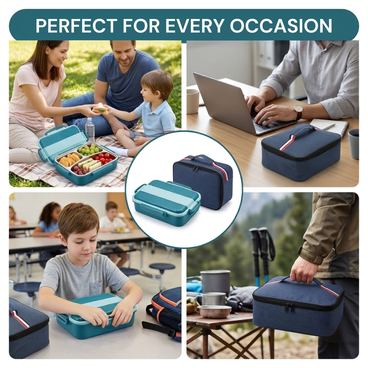 3-Compartment : Lunch Box with Insulated Bag