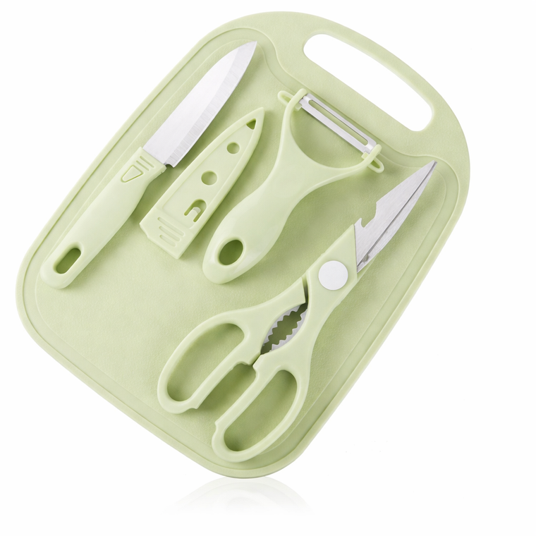 4-in-1 Travel Cutting Board Set with Knife, Peeler & Scissors