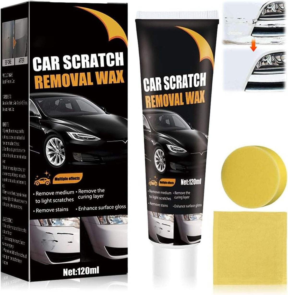 ALMEKAQUZ 120g Car Scratch Remover & Polishing Wax Kit