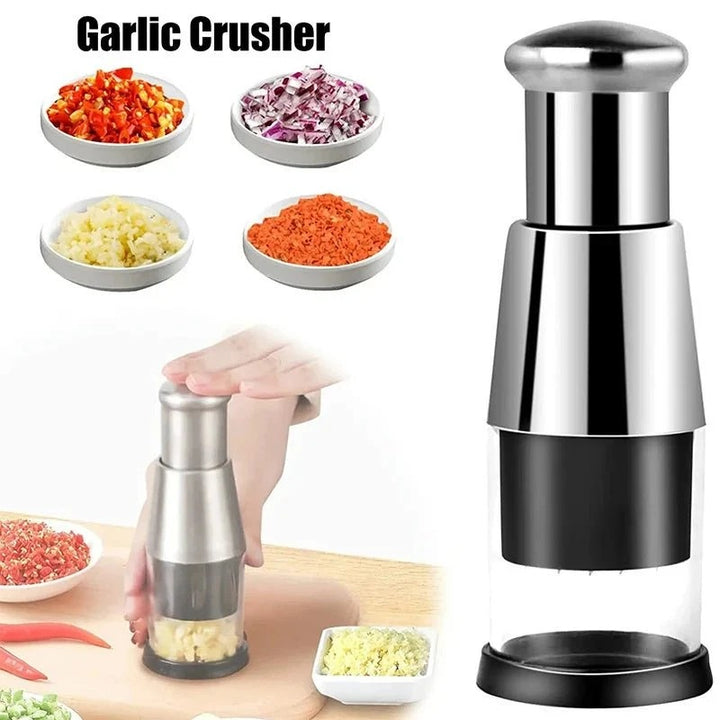Manual Garlic & Vegetable Chopper with Stainless Steel Blades