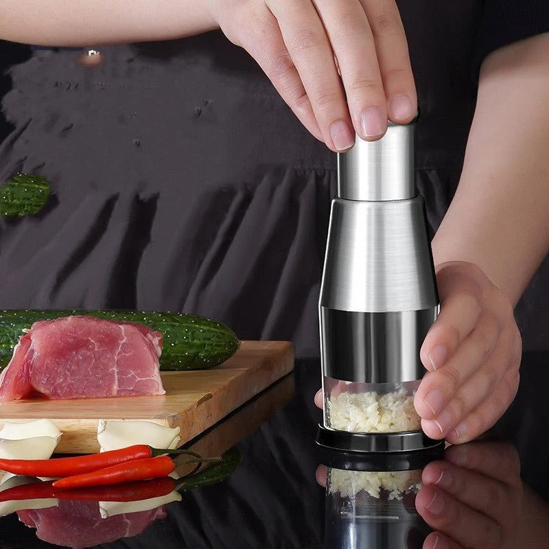 Manual Garlic & Vegetable Chopper with Stainless Steel Blades