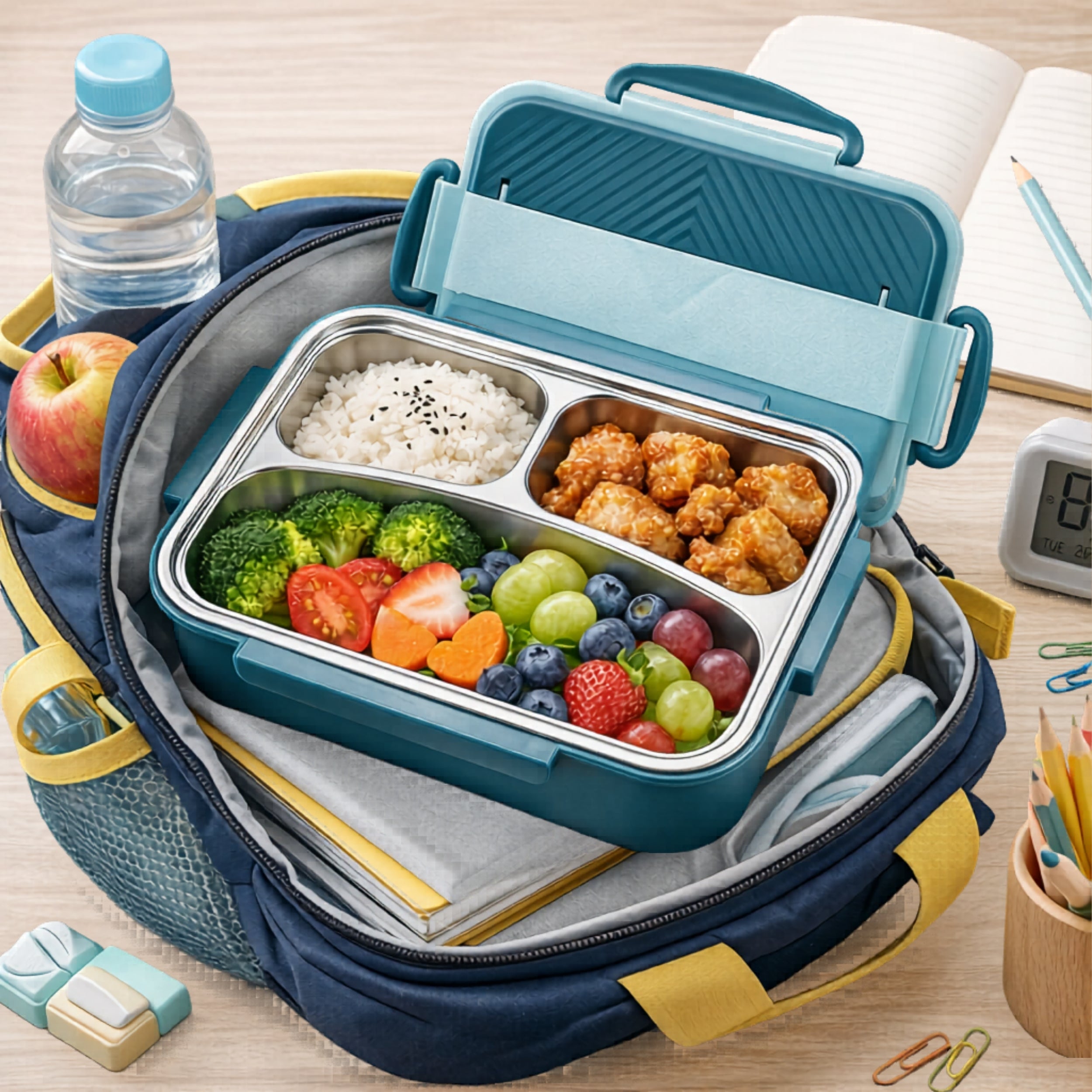 3-Compartment Lunch Box with Insulated Bag for Adults & Kids, Best Use for Office Work School & Travel