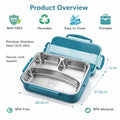 3-Compartment Lunch Box with Insulated Bag for Adults & Kids, Best Use for Office Work School & Travel