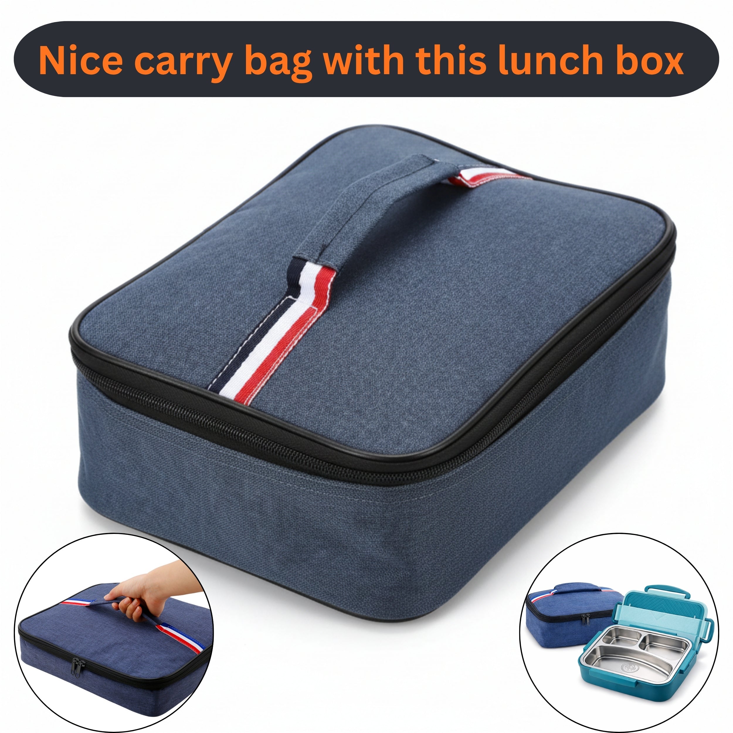3-Compartment Lunch Box with Insulated Bag for Adults & Kids, Best Use for Office Work School & Travel