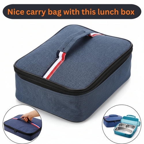 3-Compartment Lunch Box with Insulated Bag for Adults & Kids, Best Use for Office Work School & Travel