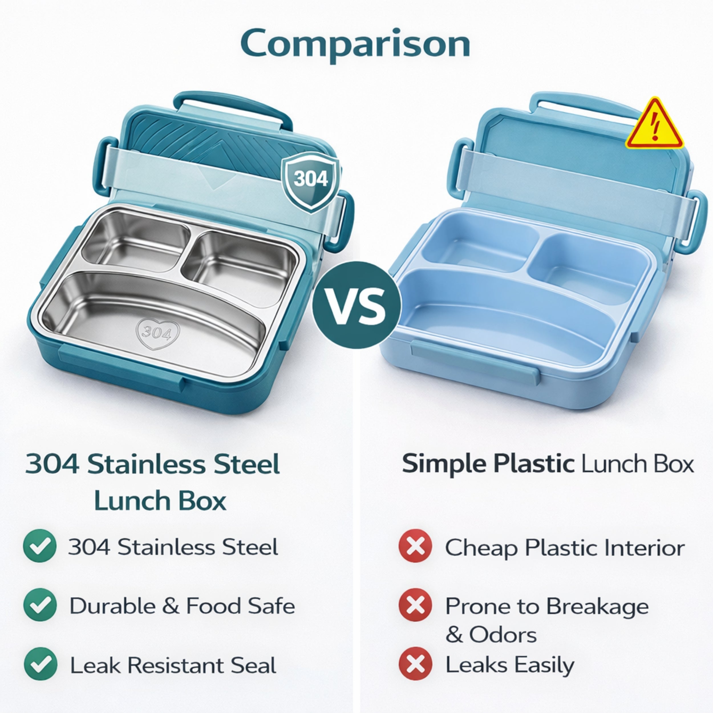 3-Compartment Lunch Box with Insulated Bag for Adults & Kids, Best Use for Office Work School & Travel