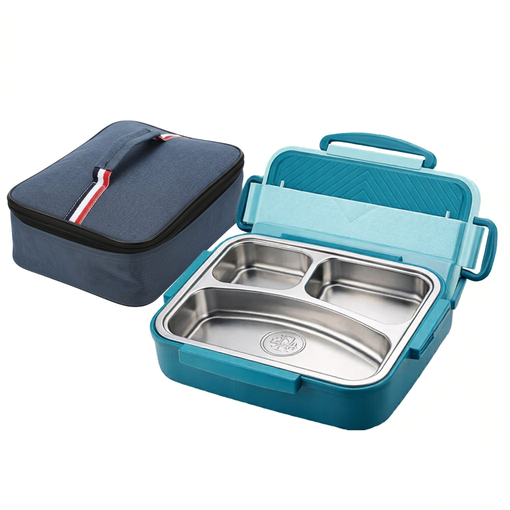 3-Compartment Lunch Box with Insulated Bag for Adults & Kids, Best Use for Office Work School & Travel