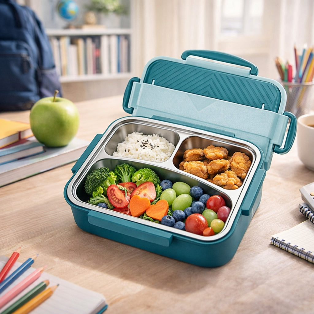 3-Compartment Lunch Box with Insulated Bag for Adults & Kids, Best Use for Office Work School & Travel