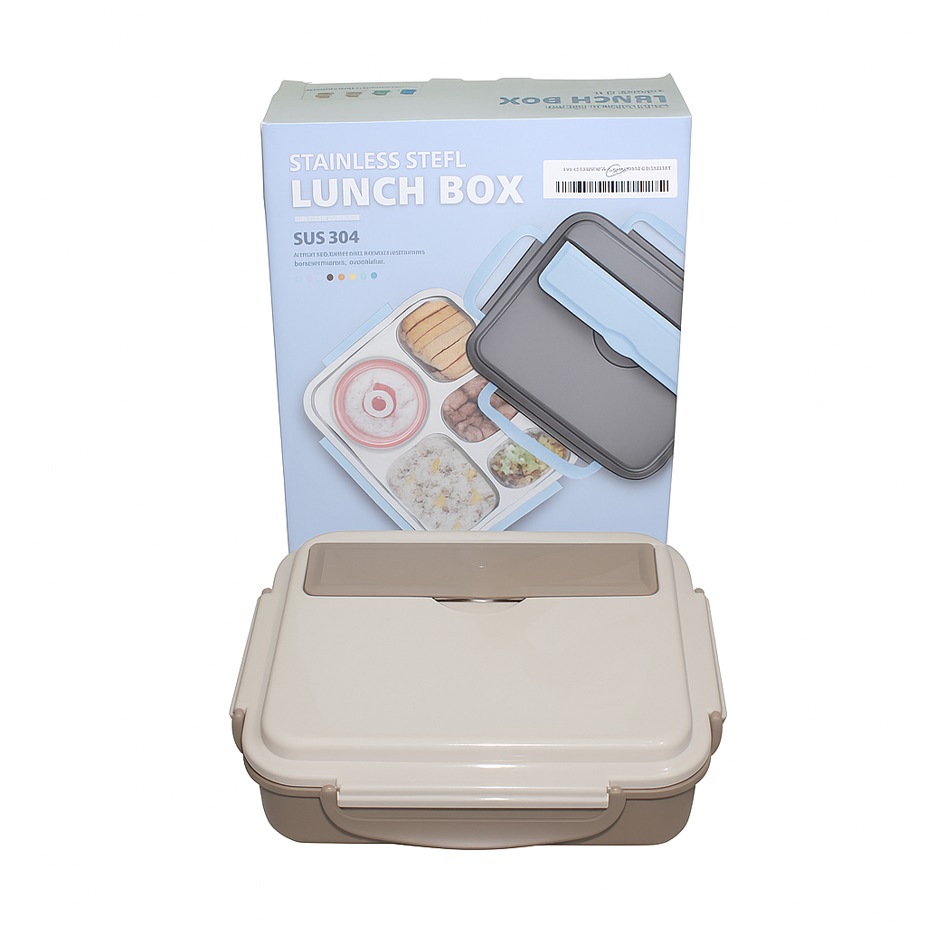304 Stainless Steel 5 Compartment Lunch Box Chocolate Cream for Office, Gym, Work, Travel & School