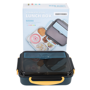 5 Compartment Stainless Steel Bento Lunch Box for School and office (Dark Green )