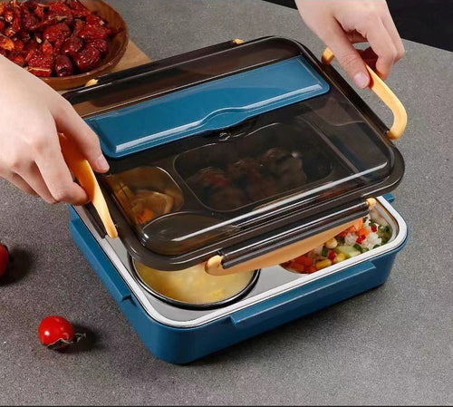304 Stainless Steel 5 Compartment Lunch Box Dark Green for Office, Gym, Work, Travel & School