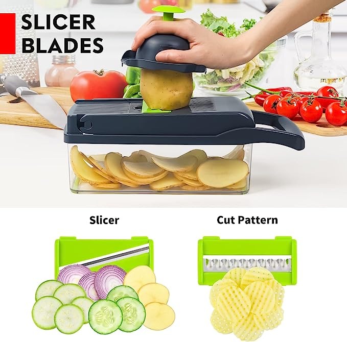 Multifunction Vegetable Chopper & Slicer with Container